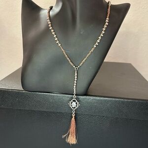 Y-Necklace with Beads, Crystal and Copper-Tone Fringe by Maurices